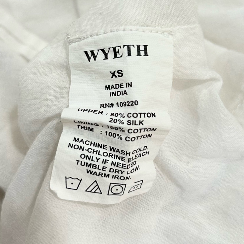 Wyeth by Todd Magill Silk White Boho Midi Dress XS 🦋 $135 (P 16”) - Picture 7 of 7